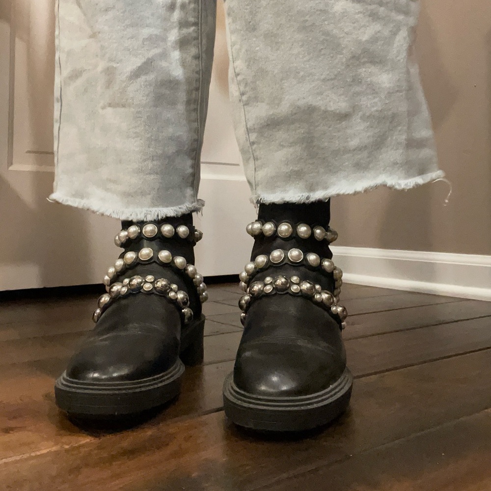 Zara pearl studded boots